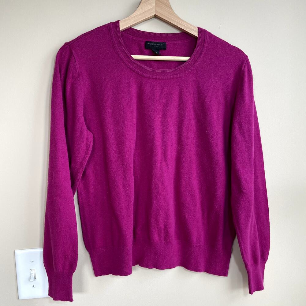 Worthington‎ petite pink crewneck knit sweater women's size PXL cotton rayon